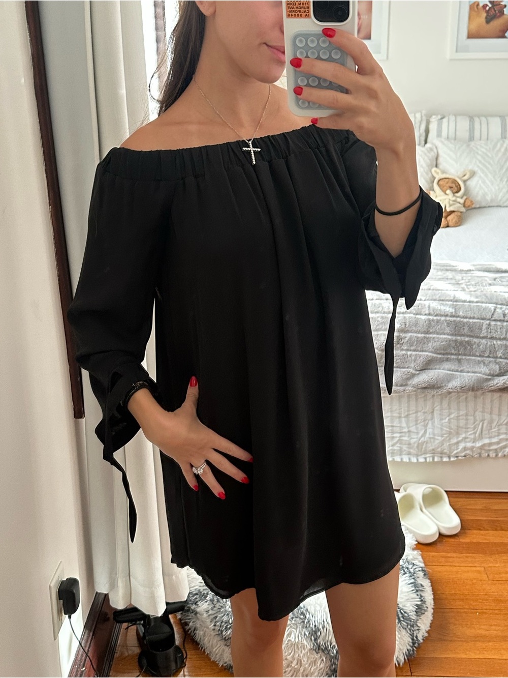 Off-Shoulder Black Women's Dress